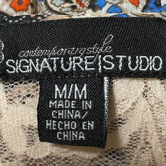 Signature Studio Boho blouse w/lace shoulders & top back, size M - Picture 9 of 11